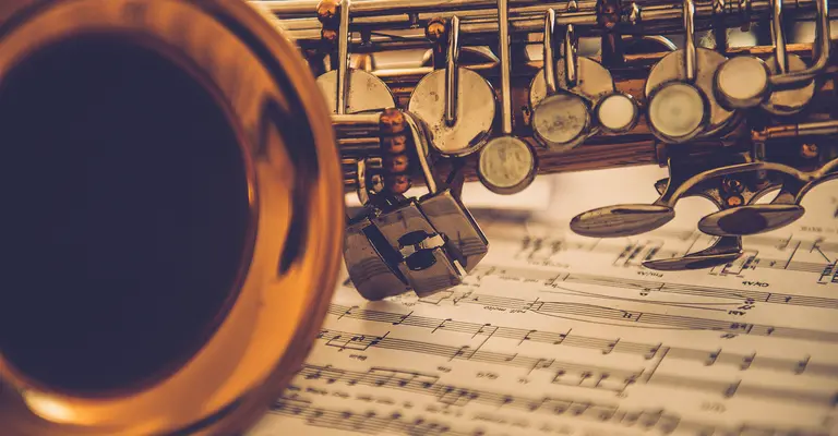 saxophone and sheet music