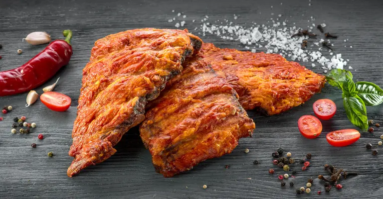 cured meat on a slab