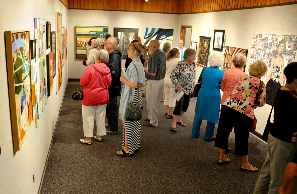 people viewing art in the nicolet art gallery