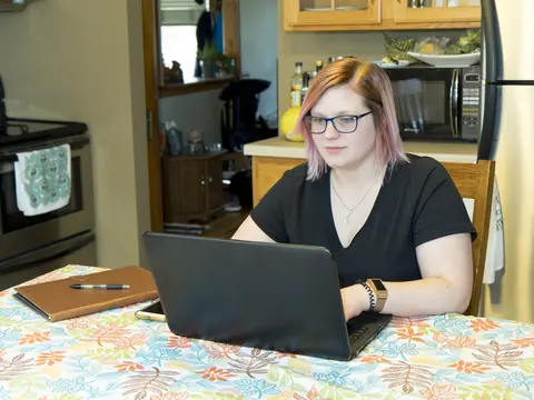online student studying at home